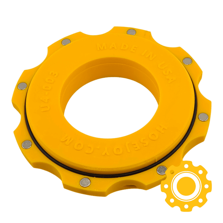 Magnetic size down hose adapter connecting 4 inch dust collection hoses to 2 to 3 inch hoses and tool adapters