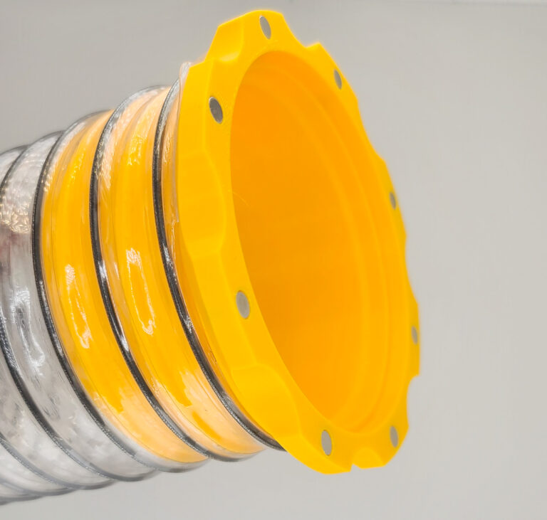 Magnetic 4 inch flex hose adapter female for connecting dust collection hoses to tools