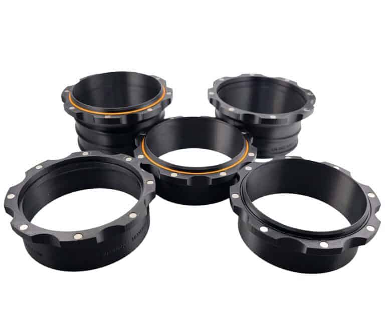 Magnetic 4" dust collector port set for woodworking tools with quick connect feature.